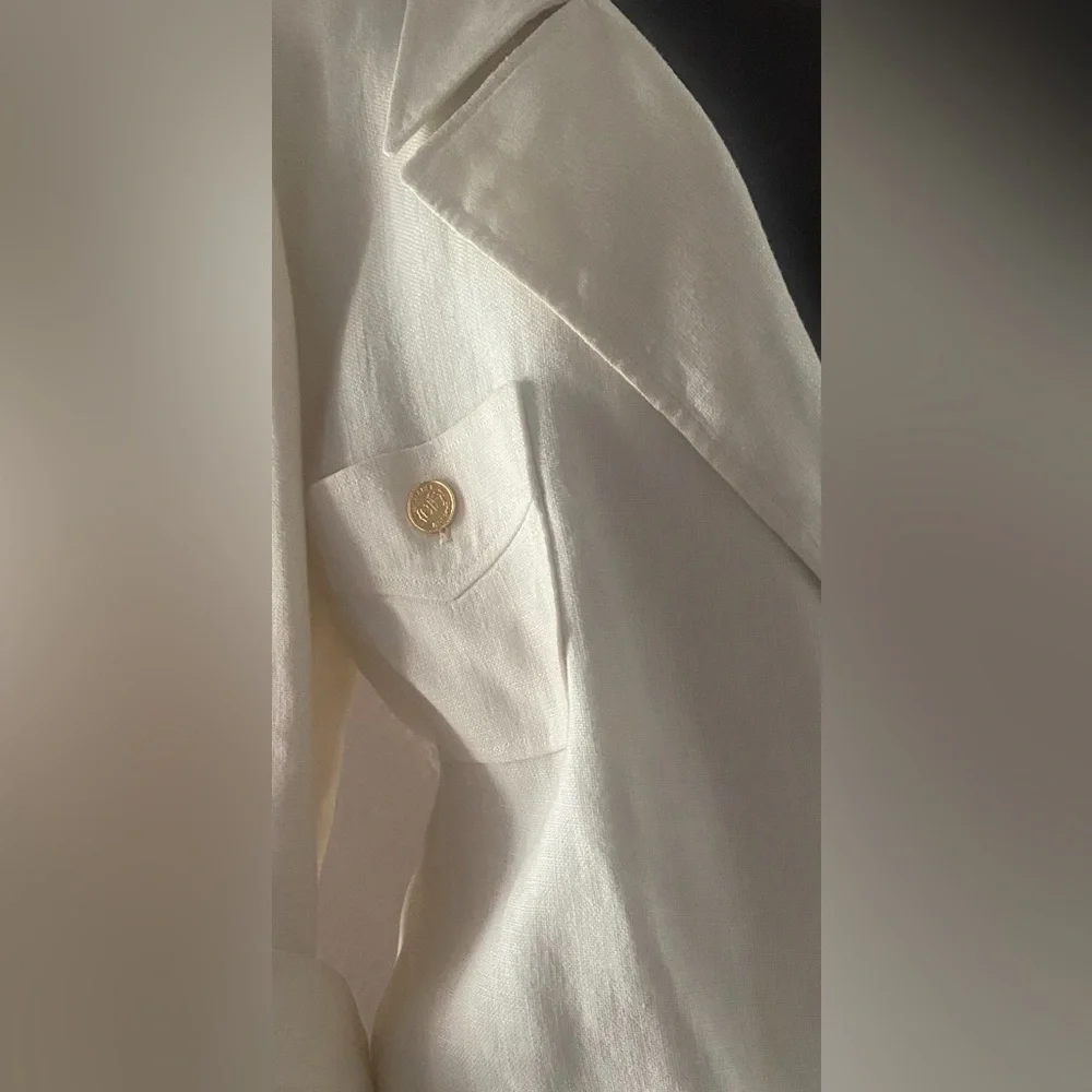 Vintage 90s CHANEL Boutique Linen Cargo Wrap Jacket